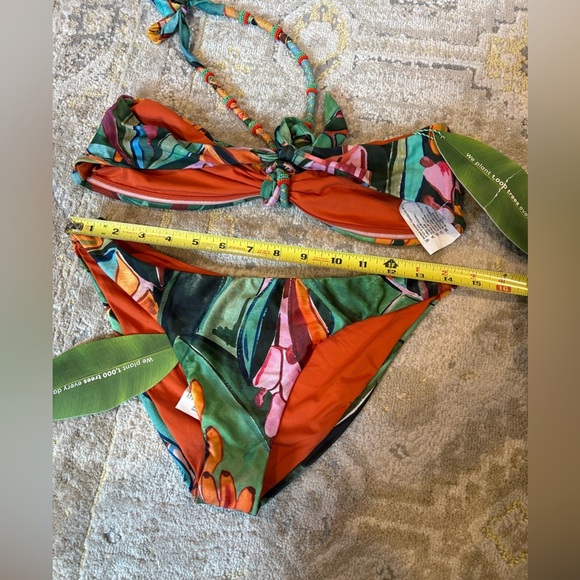 FARM Rio Banana Foliage Bandeau Bikini Top & Bottom M - Picture 8 of 9